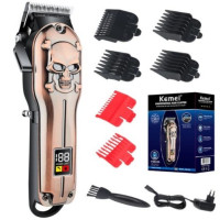 Профессиональная аккумуляторная машинка для стрижки волос Kemei KM-2618 с функцией триммера и 6 насадками