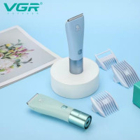 Машинка для стрижки дітей новонароджених безшумна тиха водонепроникна з насадками 3,6,9,12мм VGR IPX7 Green