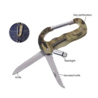 Тактический карабин нож Traveler Кемпинг, Альпинистский Карабин, Крюк, LED фонарик